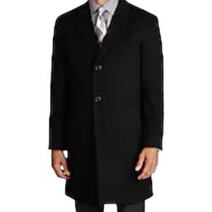 Jos A Bank Overcoat Mens Solid Charcoal Gray Top Coat Wool Blend 42R